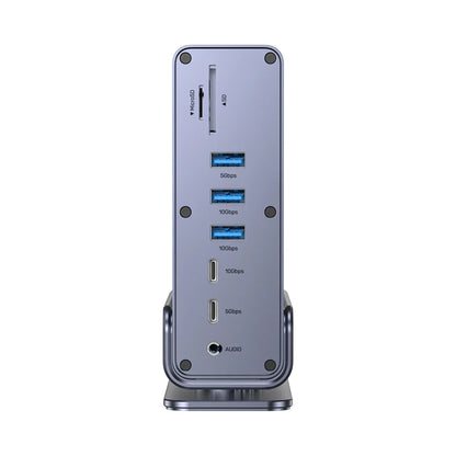 Unitek D1135A Universal DisplayLink Triple 4K Docking Station | 15-in-1 USB-C/USB-A Hub | 3x 4K@60Hz Displays | 100W PD | Gigabit Ethernet | SD/MicroSD | Audio Jack