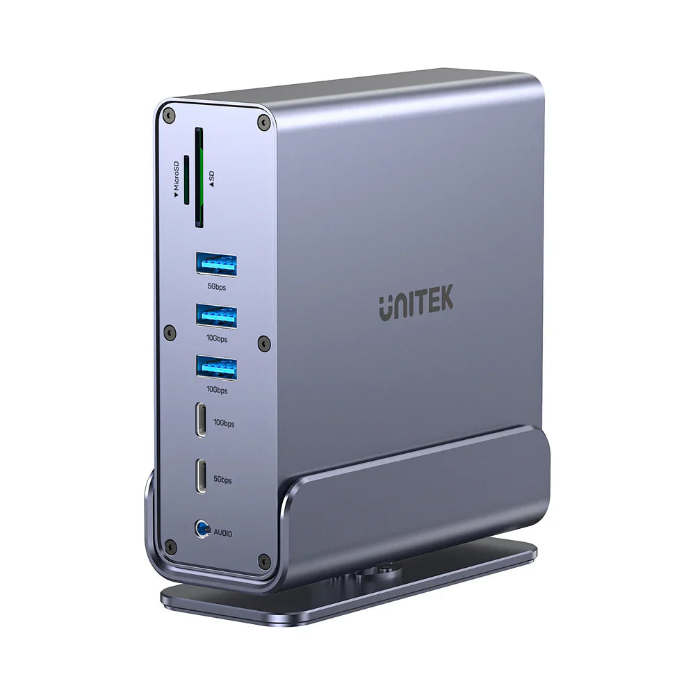 Unitek D1135A Universal DisplayLink Triple 4K Docking Station | 15-in-1 USB-C/USB-A Hub | 3x 4K@60Hz Displays | 100W PD | Gigabit Ethernet | SD/MicroSD | Audio Jack