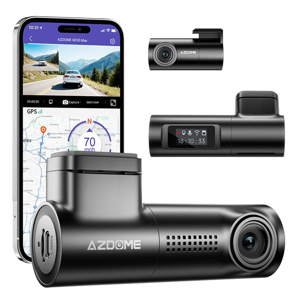 AZDOME M330 MAX Mirror Dash Cam 2-Channel 4K UHD Front & Rear Recording | Smart Rearview Mirror Camera | Built-in WiFi | Night Vision | Parking Monitor | G-Sensor | Loop Recording