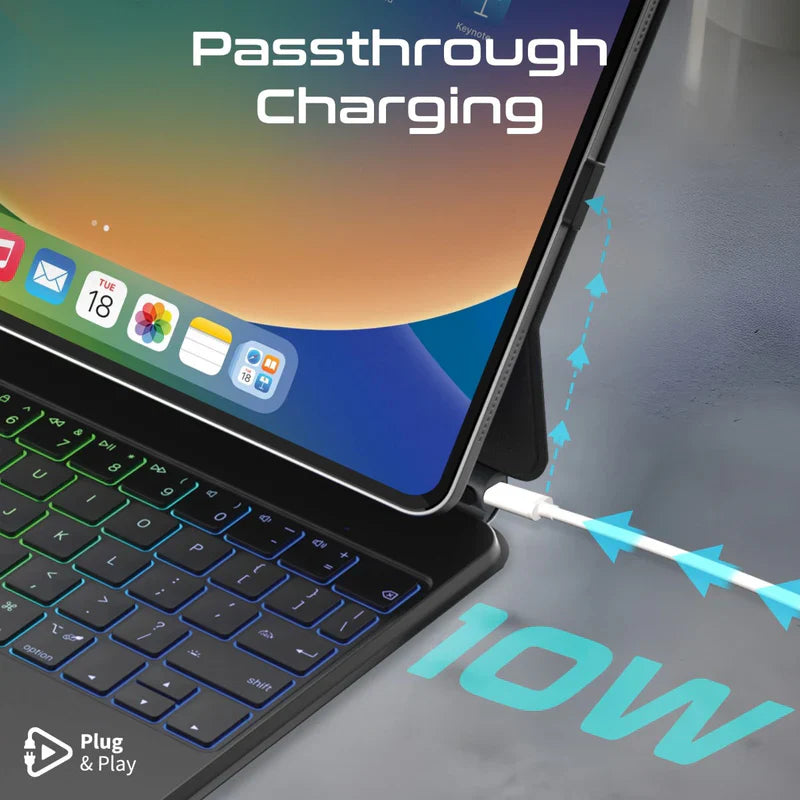 Promate FlexKeys-11Pro Folio Touch Wireless iPad Keyboard Case with Backlight and Smart Connector