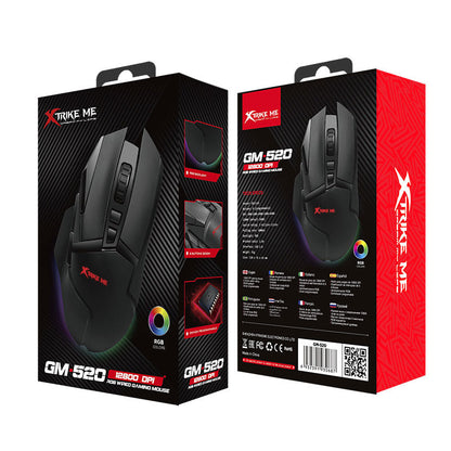 XTRIKE ME GM520 RGB Gaming Mouse | Optical Sensor 12 | 800 DPI | 8 Programmable Buttoms | 1000HZ Polling Rate With Software