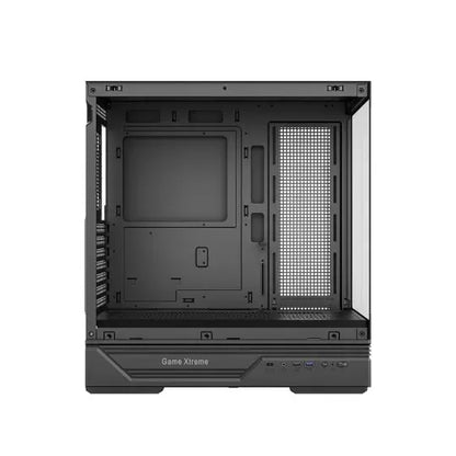 Huntkey GX760A Fortune ATX Gaming PC Case | Dual Tempered Glass Full View | Supports ATX/M-ATX/Mini-ITX | Up to 10 Fans & 360mm Liquid Cooling | 400mm GPU Clearance (Fans Not Included)