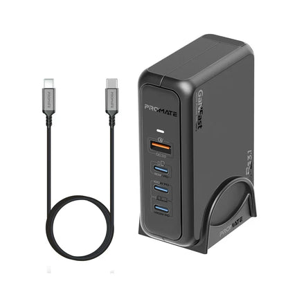 Promate 140W Super-Speed GaNFast Charging Station with Power Delivery 3.1 & Quick Charge 3.0