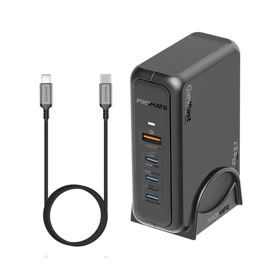 Promate 140W Super-Speed GaNFast Charging Station with Power Delivery 3.1 & Quick Charge 3.0