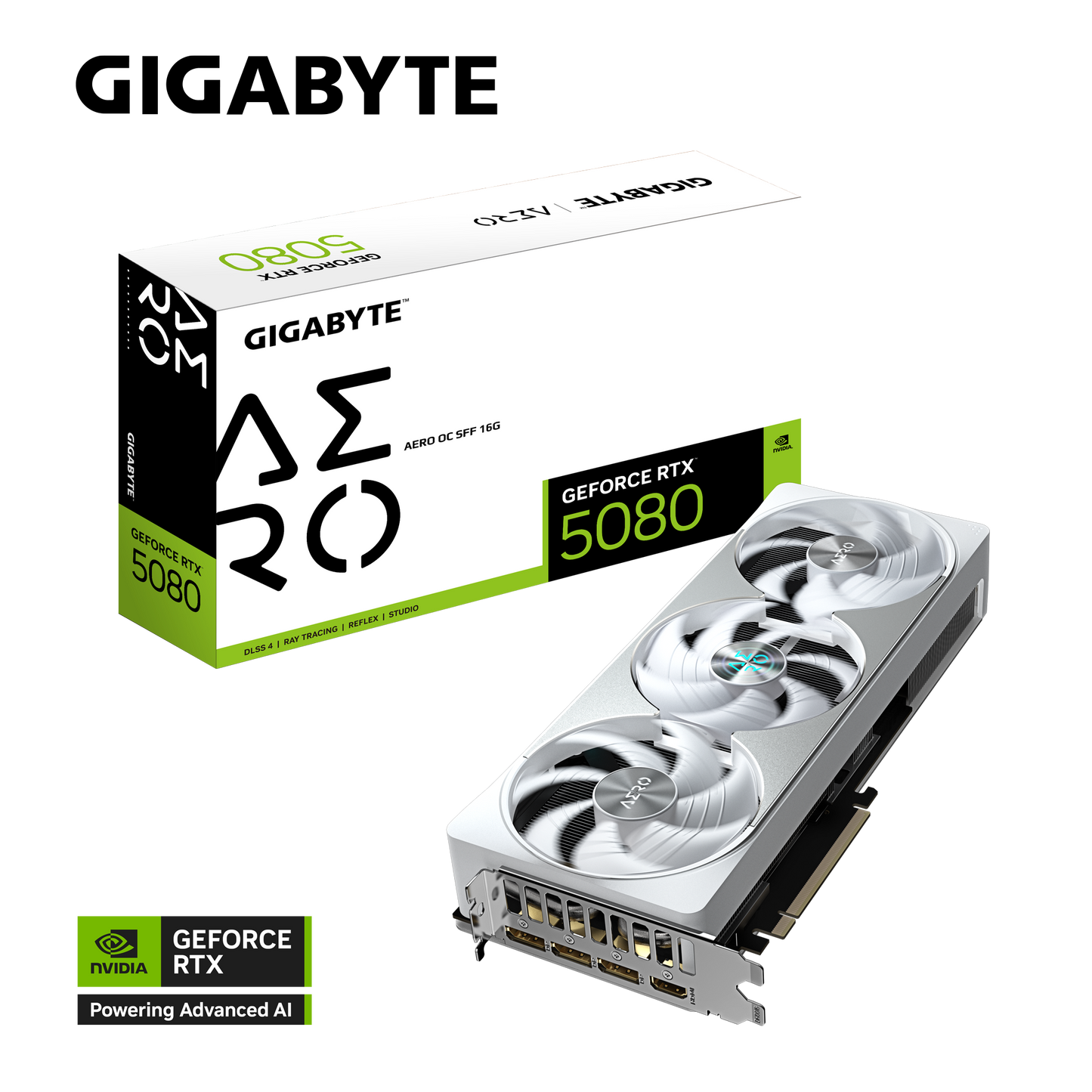 Gigabyte GeForce RTX 5080 AERO OC SFF 16G (GV-N5080AERO-OC-16GD) | 16GB GDDR7 | DLSS 4 | WINDFORCE Cooling | RGB | Dual BIOS