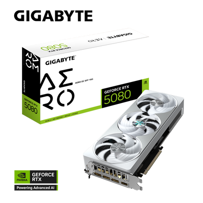 Gigabyte GeForce RTX 5080 AERO OC SFF 16G (GV-N5080AERO-OC-16GD) | 16GB GDDR7 | DLSS 4 | WINDFORCE Cooling | RGB | Dual BIOS