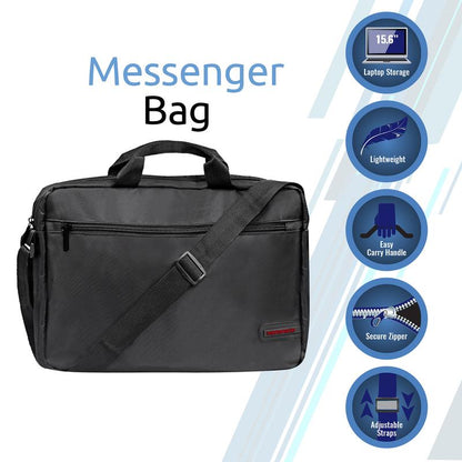 Promate Gear-MB Lightweight Messenger Bag for up to 15.6″ Laptops | Front Zipper Storage | Adjustable Strap