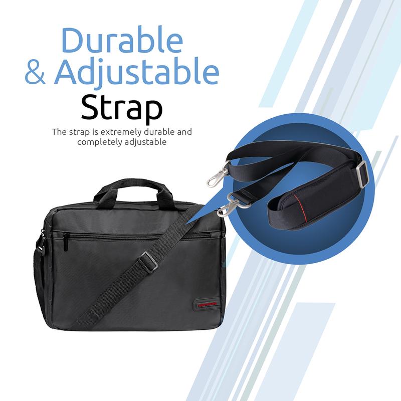 Promate Gear-MB Lightweight Messenger Bag for up to 15.6″ Laptops | Front Zipper Storage | Adjustable Strap