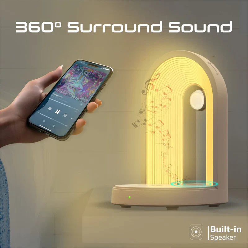 Promate Globe-QI | 3-in-1 LED Night-Lamp | Bluetooth Speaker & 15 W Wireless Charger