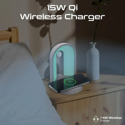 Promate Globe-QI | 3-in-1 LED Night-Lamp | Bluetooth Speaker & 15 W Wireless Charger
