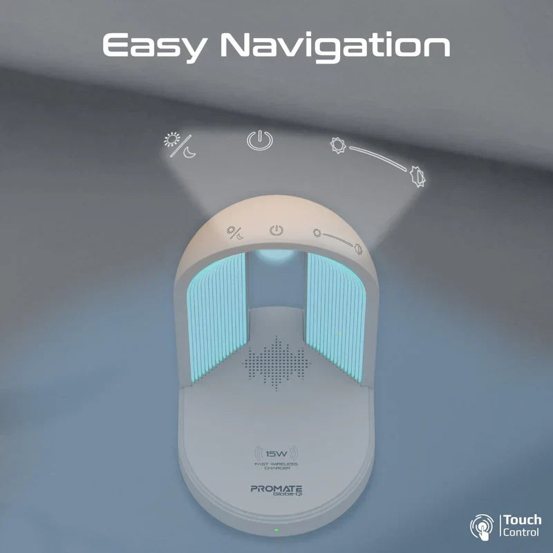 Promate Globe-QI | 3-in-1 LED Night-Lamp | Bluetooth Speaker & 15 W Wireless Charger