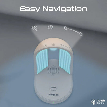 Promate Globe-QI | 3-in-1 LED Night-Lamp | Bluetooth Speaker & 15 W Wireless Charger