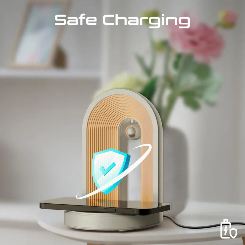 Promate Globe-QI | 3-in-1 LED Night-Lamp | Bluetooth Speaker & 15 W Wireless Charger