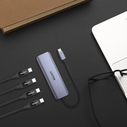 UNITEK UHub Q4 Next 4-Ports USB-C Hub | USB-C & USB-A Ports | Plug-and-Play Expansion Hub for Laptops & Tablets
