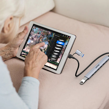 Unitek uHUB S7 7-in-1 USB Hub | 1x USB-A 5Gbps | 6x USB-A 480Mbps | USB-C Input with USB-A Adapter | Aluminum Alloy | Compact Design | Plug & Play