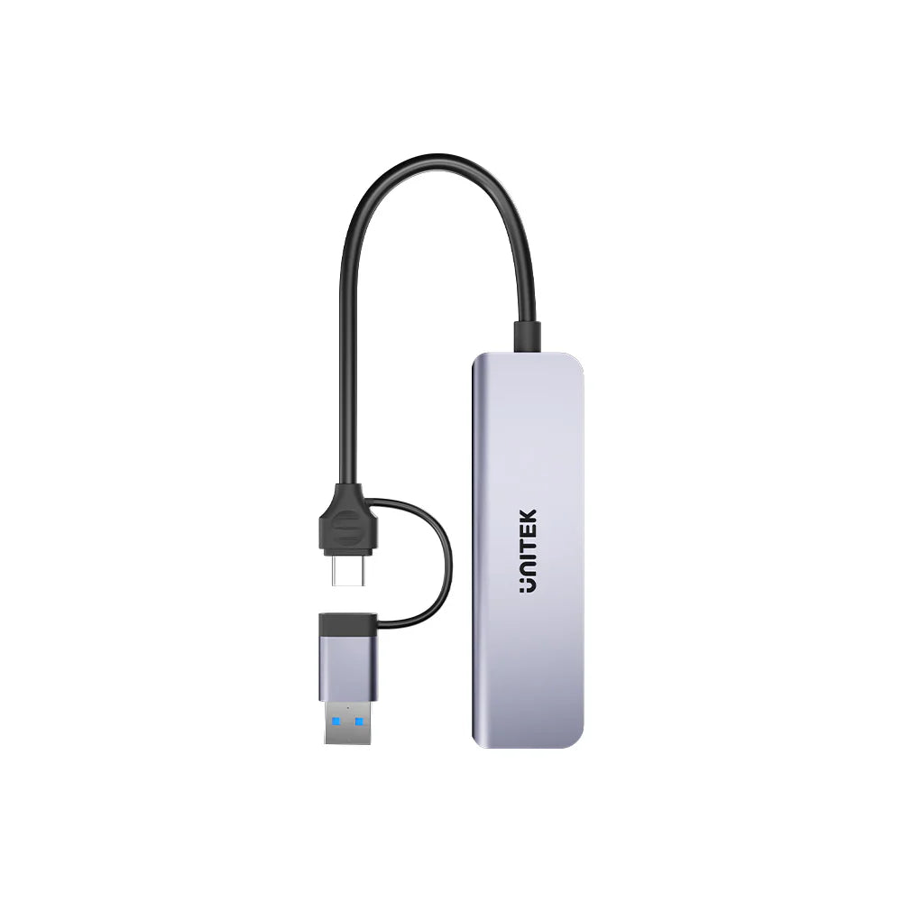 Unitek uHUB P5+ 5-in-1 USB Hub | 3x USB-A 5Gbps Ports | SD & MicroSD Card Readers | USB-C/USB-A Dual Interface | Aluminum Alloy | Compact Design