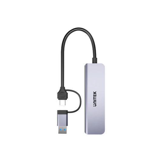 Unitek uHUB P5+ 5-in-1 USB Hub | 3x USB-A 5Gbps Ports | SD & MicroSD Card Readers | USB-C/USB-A Dual Interface | Aluminum Alloy | Compact Design