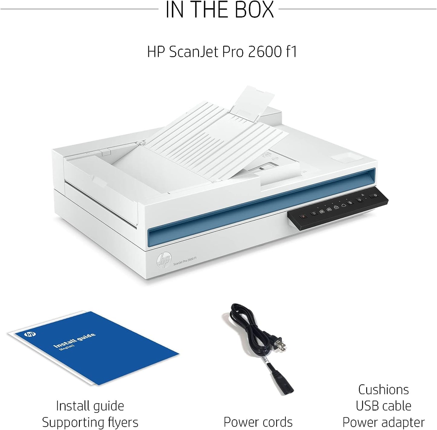 HP ScanJet Pro 2600 f1 A4 Duplex Document & Flatbed Scanner – Up to 25 ppm, 600 dpi ADF & 1200 dpi Flatbed, 60-Sheet ADF