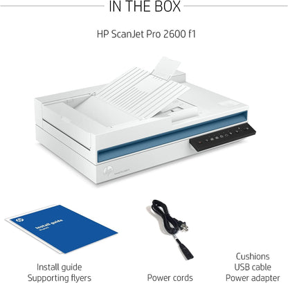 HP ScanJet Pro 2600 f1 A4 Duplex Document & Flatbed Scanner – Up to 25 ppm, 600 dpi ADF & 1200 dpi Flatbed, 60-Sheet ADF