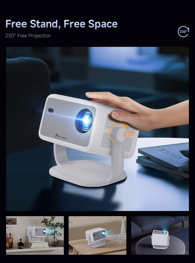 Avetron 3.5″ LCD Projector – 1080P Native, 250 ANSI Lumens, Android 11, 4K Support, Auto Focus, 120″ Max Display, LED Lamp, Built-in 5W Speaker