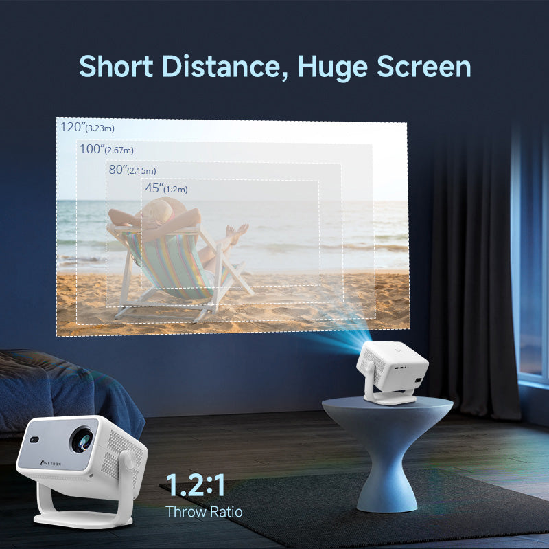 Avetron 3.5″ LCD Projector – 1080P Native, 250 ANSI Lumens, Android 11, 4K Support, Auto Focus, 120″ Max Display, LED Lamp, Built-in 5W Speaker