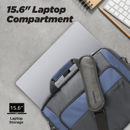 Promate Limber-MB Messenger Bag | Lightweight for 15.6″ Laptop | Multiple Compartments | Water-Resistant