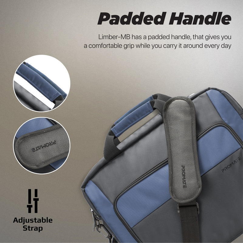 Promate Limber-MB Messenger Bag | Lightweight for 15.6″ Laptop | Multiple Compartments | Water-Resistant