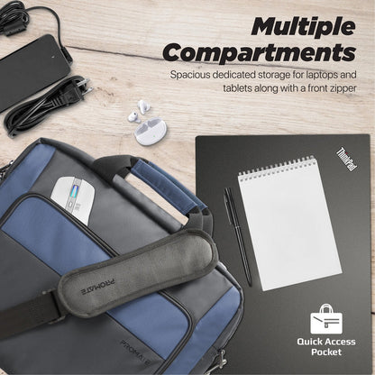 Promate Limber-MB Messenger Bag | Lightweight for 15.6″ Laptop | Multiple Compartments | Water-Resistant