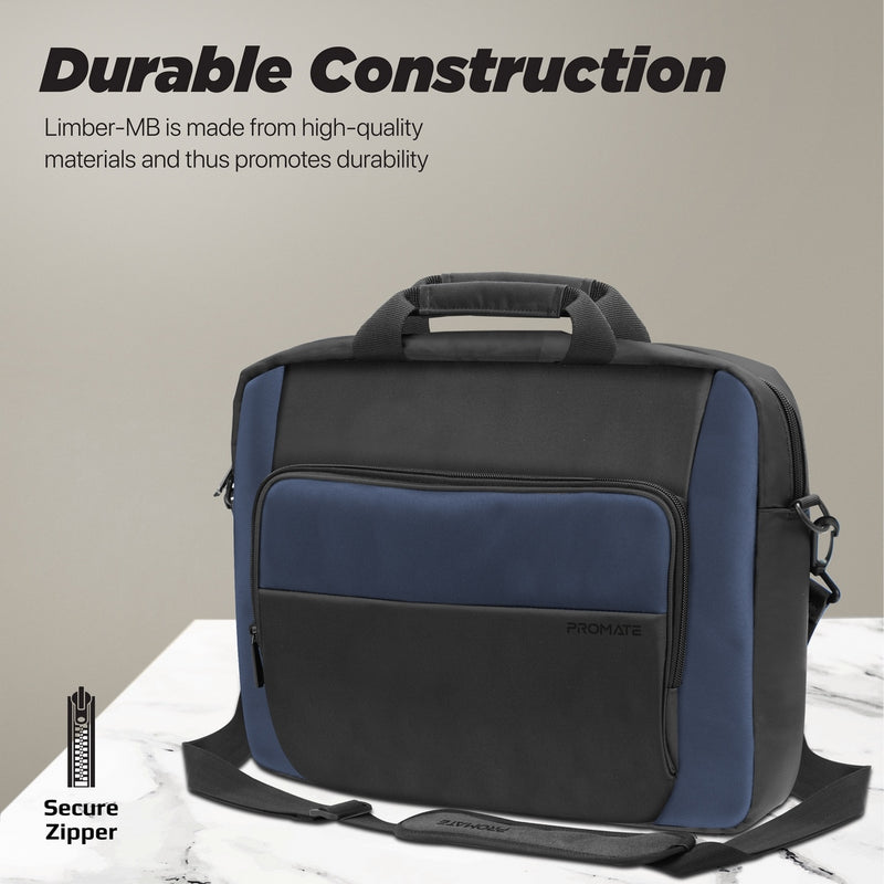 Promate Limber-MB Messenger Bag | Lightweight for 15.6″ Laptop | Multiple Compartments | Water-Resistant