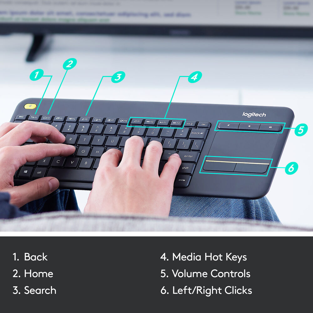 Logitech K400 Plus Wireless Touch Keyboard - Arabic