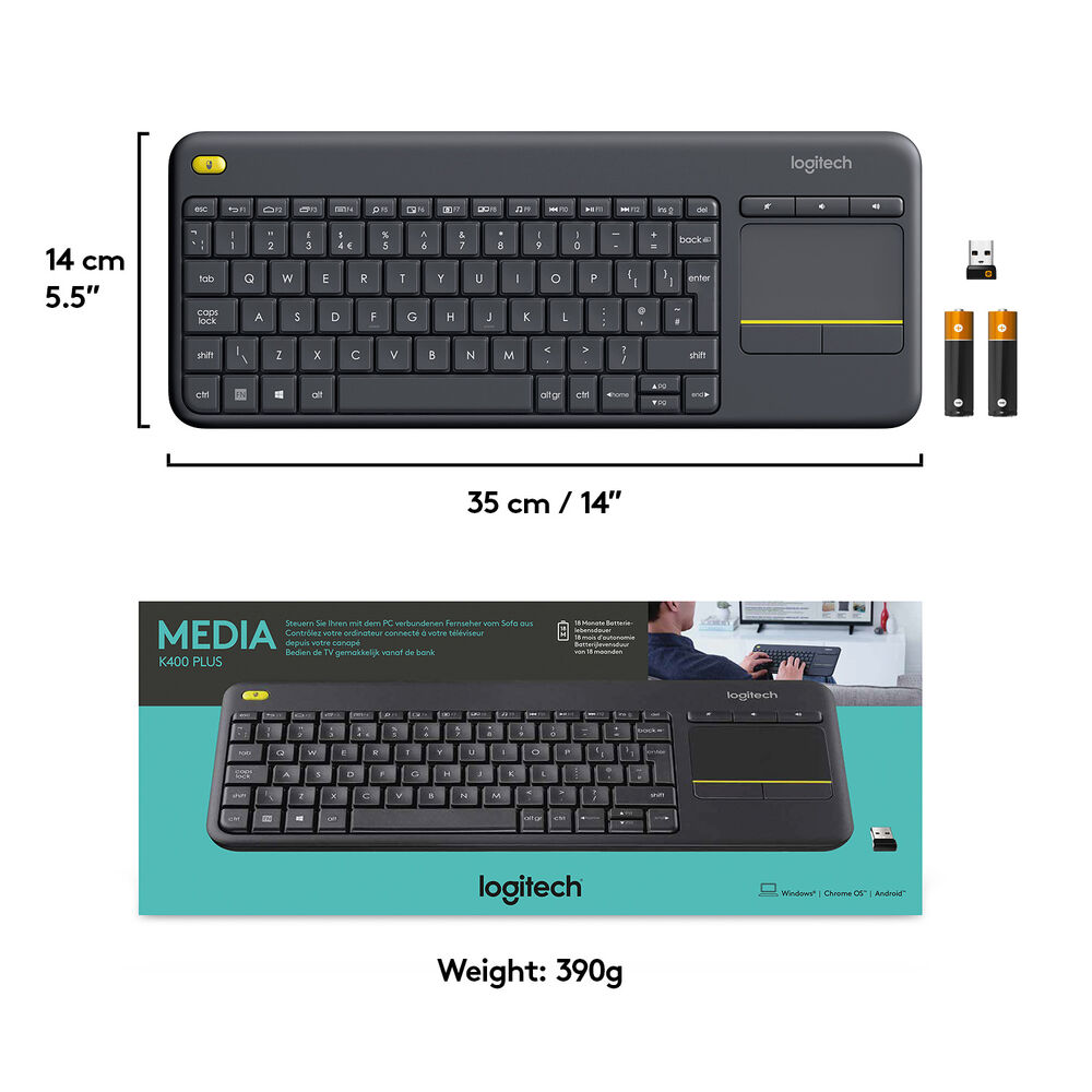 Logitech K400 Plus Wireless Touch Keyboard - Arabic
