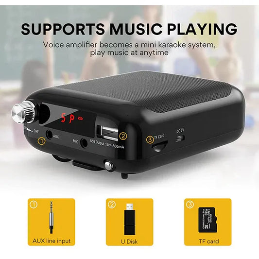 MAONO AU-C01 Voice Amplifier | Portable Rechargeable 10W Speaker with Headset Mic | Waist Clip | and Clear Sound for Teaching | Tour Guides | Presentations