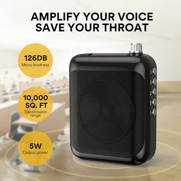 MAONO AU-C01 Voice Amplifier | Portable Rechargeable 10W Speaker with Headset Mic | Waist Clip | and Clear Sound for Teaching | Tour Guides | Presentations