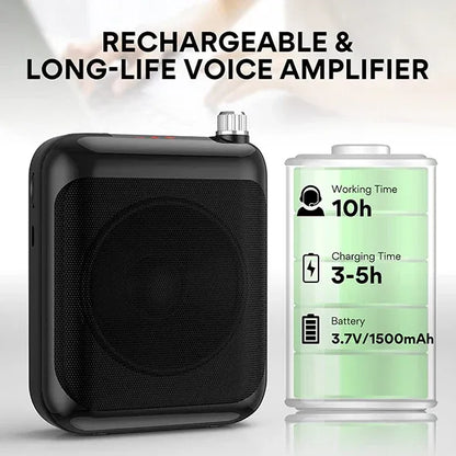 MAONO AU-C01 Voice Amplifier | Portable Rechargeable 10W Speaker with Headset Mic | Waist Clip | and Clear Sound for Teaching | Tour Guides | Presentations