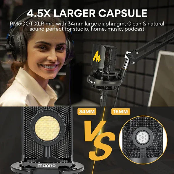 Maono AU-PM500T XLR Condenser Microphone with PS22 Audio Interface for Studio Recording & Podcasting