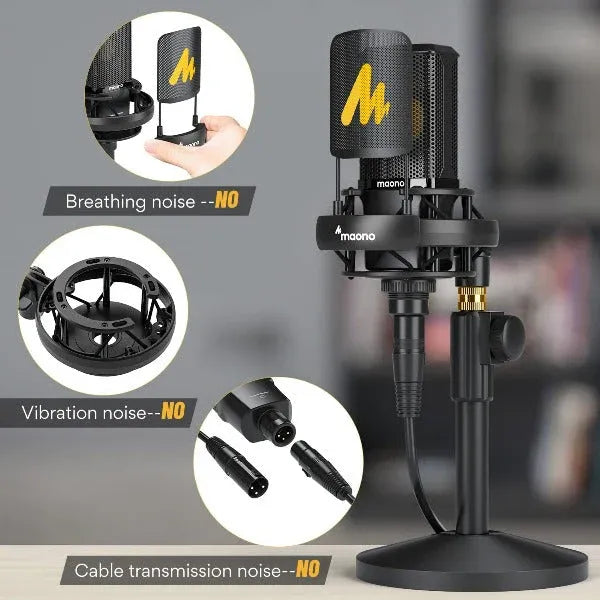 Maono AU-PM500T XLR Condenser Microphone with PS22 Audio Interface for Studio Recording & Podcasting