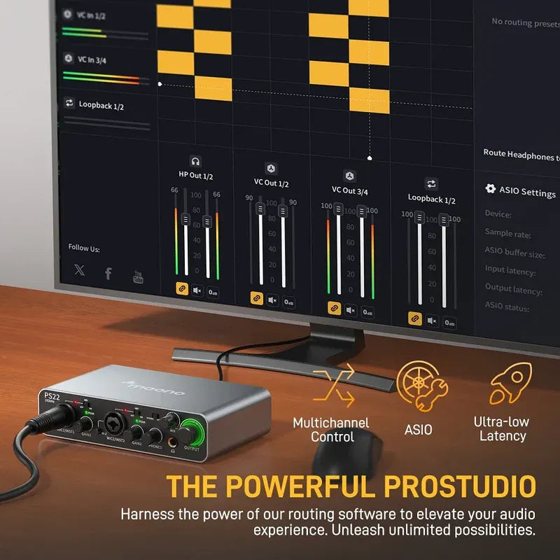 Maono AU-PM500T XLR Condenser Microphone with PS22 Audio Interface for Studio Recording & Podcasting