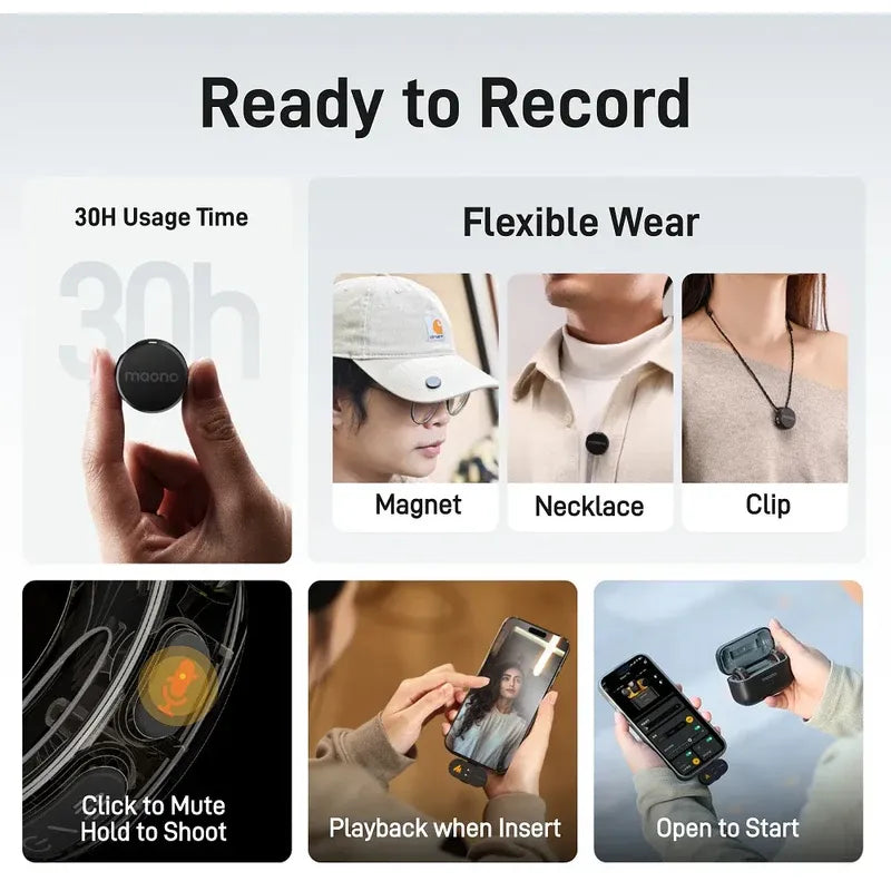 Maono WAVE T5 Dual Wireless Lavalier Microphone System for Camera | iPhone | and Android