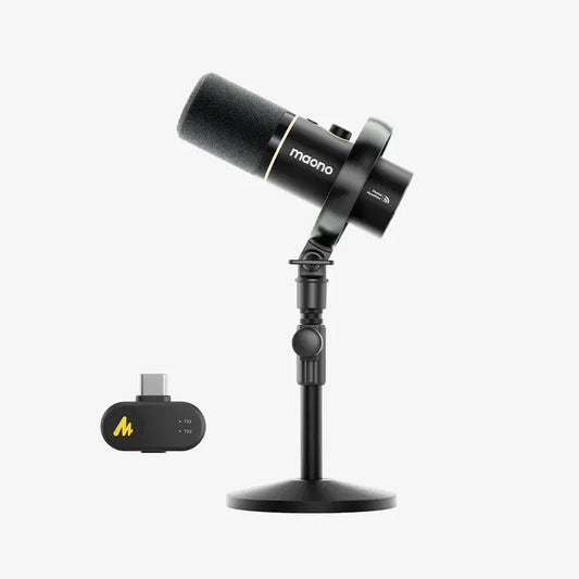 MAONO PD200W Hybrid Podcasting Microphone with Desktop Stand | Wireless USB XLR Dynamic Mic | Cardioid | Noise Cancelling