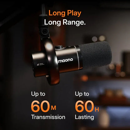 MAONO PD200W Hybrid Podcasting Microphone with Desktop Stand | Wireless USB XLR Dynamic Mic | Cardioid | Noise Cancelling