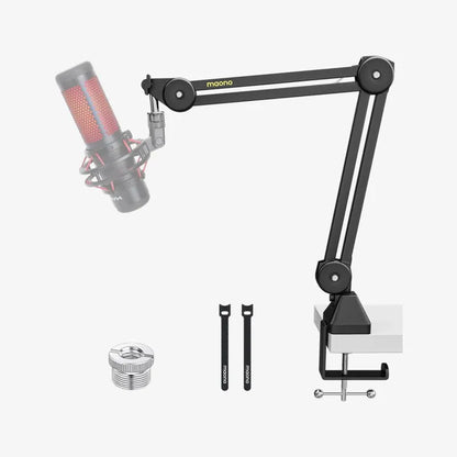 MAONO BA37 Microphone Boom Arm | Heavy-Duty Adjustable Desk Stand | Upgraded C-Clamp | 3/8″ | 5/8″ Adapter | Cable Management