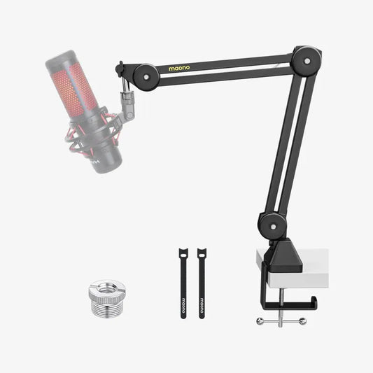 MAONO BA37 Microphone Boom Arm | Heavy-Duty Adjustable Desk Stand | Upgraded C-Clamp | 3/8″ | 5/8″ Adapter | Cable Management