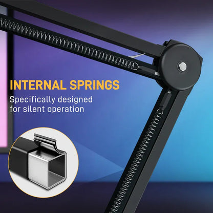 MAONO BA37 Microphone Boom Arm | Heavy-Duty Adjustable Desk Stand | Upgraded C-Clamp | 3/8″ | 5/8″ Adapter | Cable Management