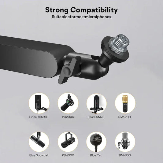 MAONO BA92 Adjustable Microphone Arm Stand | Heavy-Duty Metal Boom with 360° Rotation | Shock Absorber & Desk Clamp for Podcast | Studio | Streaming