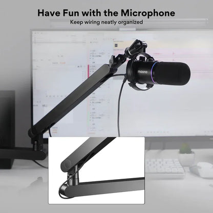 MAONO BA92 Adjustable Microphone Arm Stand | Heavy-Duty Metal Boom with 360° Rotation | Shock Absorber & Desk Clamp for Podcast | Studio | Streaming