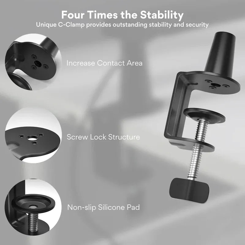 MAONO BA92 Adjustable Microphone Arm Stand | Heavy-Duty Metal Boom with 360° Rotation | Shock Absorber & Desk Clamp for Podcast | Studio | Streaming