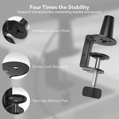 MAONO BA92 Adjustable Microphone Arm Stand | Heavy-Duty Metal Boom with 360° Rotation | Shock Absorber & Desk Clamp for Podcast | Studio | Streaming
