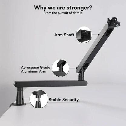 MAONO BA92 Adjustable Microphone Arm Stand | Heavy-Duty Metal Boom with 360° Rotation | Shock Absorber & Desk Clamp for Podcast | Studio | Streaming
