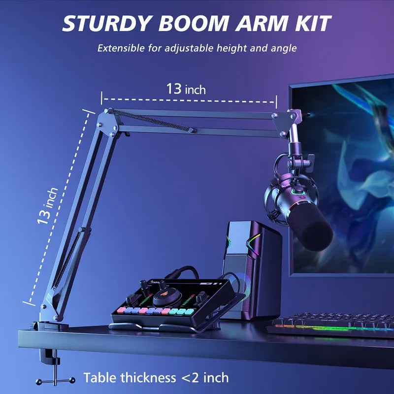 MAONO PD200X White Dynamic USB/XLR Microphone | Studio-Grade Streaming Mic with RGB Light | Gain Control & Zero-Latency Monitoring for Podcast | Gaming