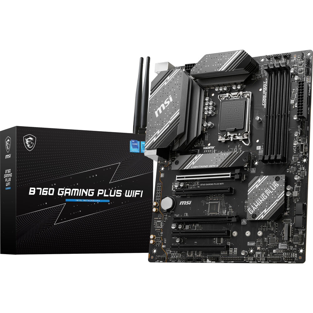 MSI B760 GAMING PLUS WIFI DDR5 ATX Motherboard | LGA1700 | Intel B760 | DDR5‑6800+ OC | PCIe 4.0 x16×2 | 2.5 GbE | Wi‑Fi 6E | USB‑C | M.2 Shield FROZR